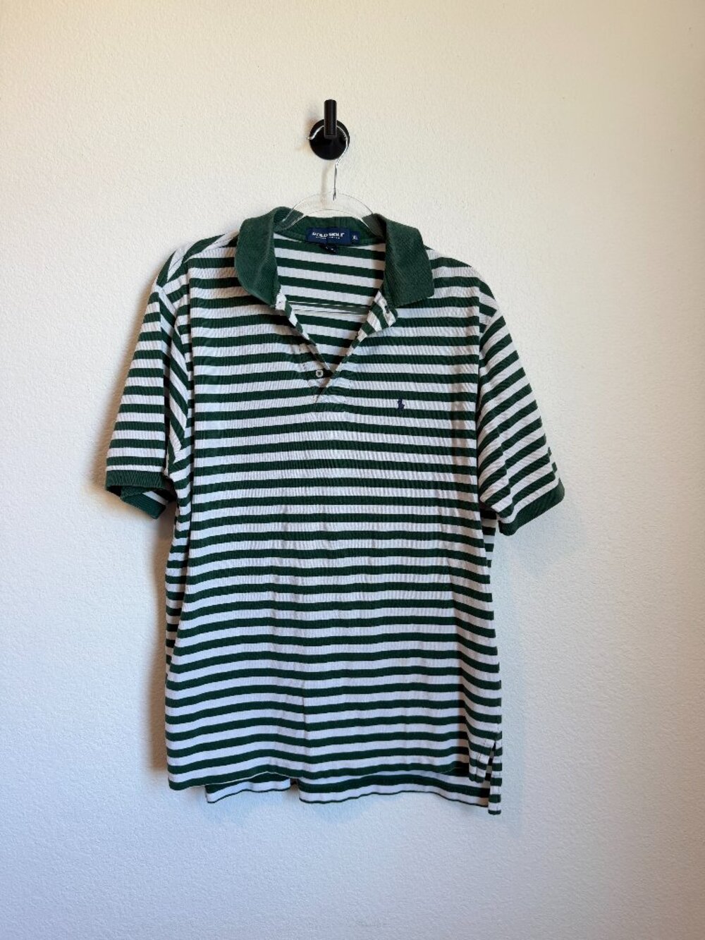 Ralph Lauren Polo Golf Vintage Green & White Classic Cotton Polo Shirt XL